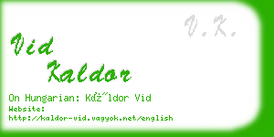 vid kaldor business card